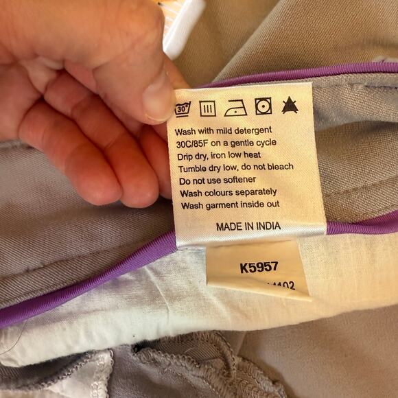 Dover Saddlery Wellesley Piped Knee Patch Breeches Purple Gray Equestrian 26 - Picture 11 of 12